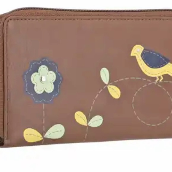 Union Code Dark Cognac Color Floral Pattern Genuine Leather - Picture 2 of 4